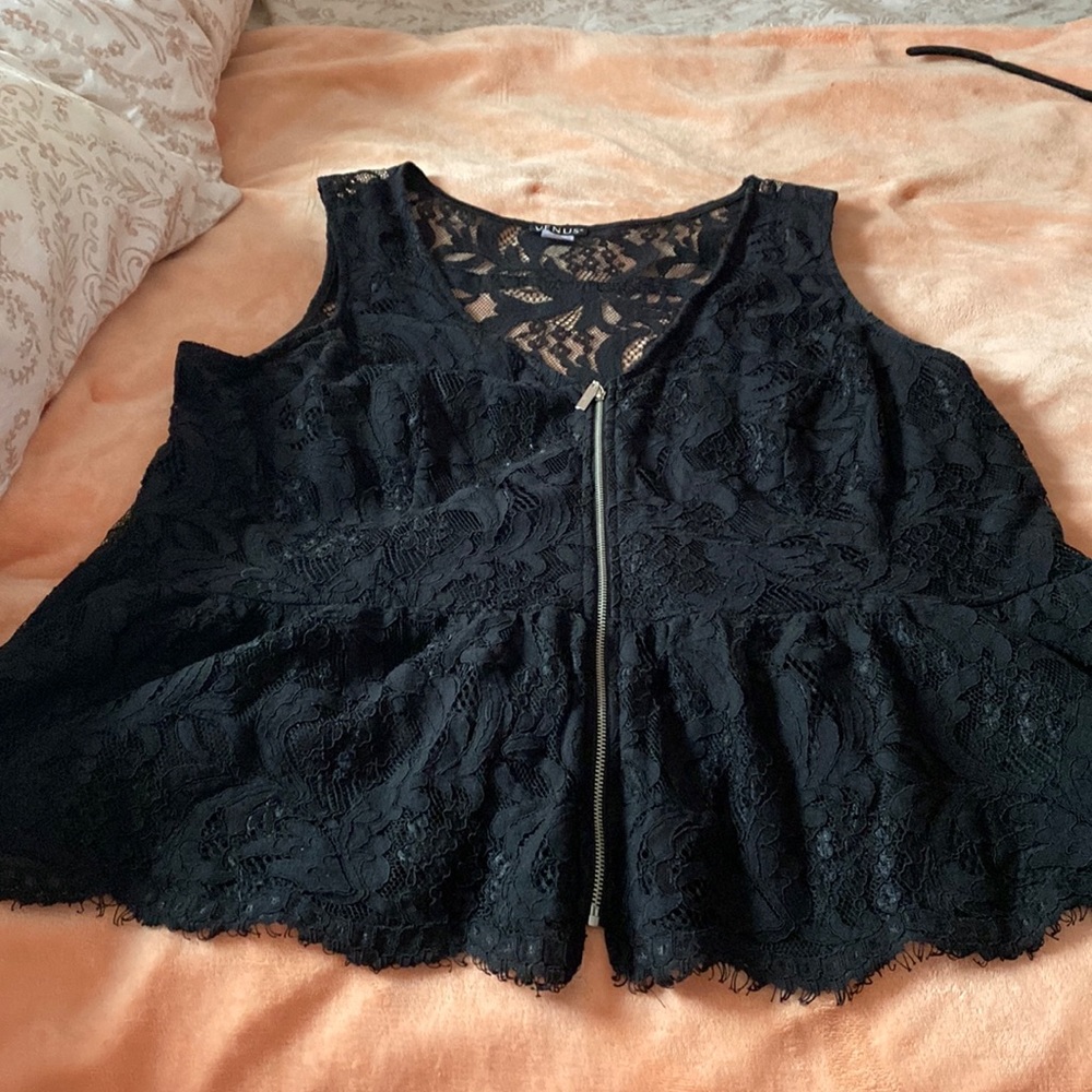 Black lace peplum top
